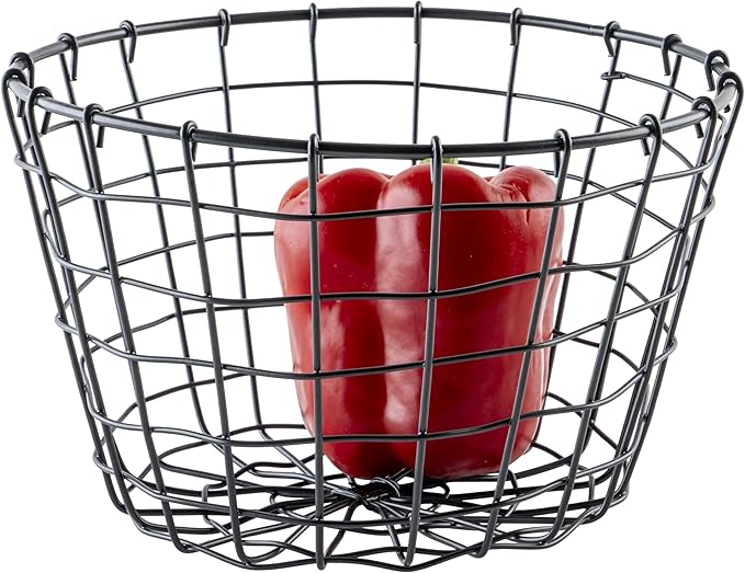 G.E.T. Round Heavy-Duty Iron Wire Utility Storage Basket for Pantry, Storage and More, 8" x 5"