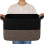 OIAHOMY Woven Storage Basket for Shelves, Rectangle Cotton Rope Baskets for Organizing, 16 x 12 x 10 in, Storage Bins for Dog Toys,Towel,Books,Gift,Black and Brown