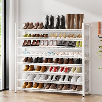 Metal Shoe Rack,Large 8 Tier Shoe Organizer, Heavy Duty Metal 8-Tier Stackable Shoe Storage Vertical Shoe Rack for Closet Front Door,Entrance,Entryway,Garage,Up to 50 Pairs