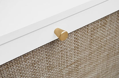 ZeHuoGe Rattan Shoe Cabinet with 3 Flip Drawers, White Narrow Shoe Rack Storage Cabinet with Metal Legs for Heels, Slippers, Entrance Hallway Entryway (White)