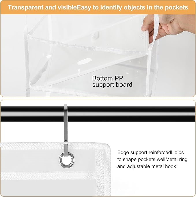Libeder Over the Door Storage Organizer,5 Large Pockets Foldable Hanging Organizer Closet Door Organizer Clear PVC Hanging Storage Bag for Bedroom, Nursery, Toys, Shoes, Diapers(White)