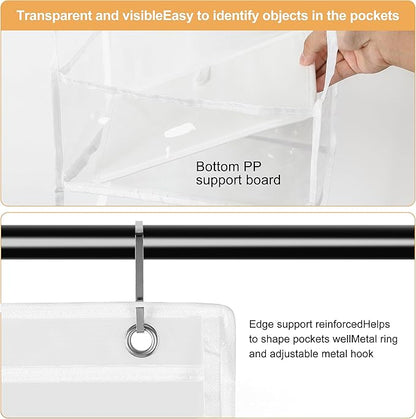 Libeder Over the Door Storage Organizer,5 Large Pockets Foldable Hanging Organizer Closet Door Organizer Clear PVC Hanging Storage Bag for Bedroom, Nursery, Toys, Shoes, Diapers(White)