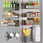 Magnetic Spice Rack for Refrigerator, 10 Pack 100% Metal Strong Magnet Shelf, Moveable Spice Organizer W/ Adjustable Paper Towel Holder, Hook Rack & Utensil Caddy, Home Kitchen Laundry Storage, Grey