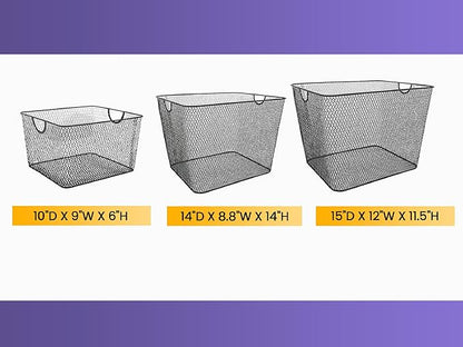 YBM HOME Kitchen Pantry Organizer Wire Baskets for Shelves, Cabinets, Pantry, Countertop, Mesh Open Storage Bin Metal Basket for Organizing Food Supplies, 6 Pack