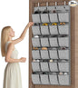 homyfort Over the Door Shoe Organizer,Hanging Shoe Rack Storage Holder with 24 Extra Large Fabric Pockets for Closet,Men Sneakers,Women High Heeled Shoes,Slippers,Grey 61.4''x22''