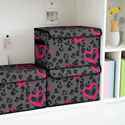 Stackable Storage Bins with Lids,Closet Organizers Fabric Box for Home and Office,Blanket Clothes Organizers,Under Bed Storage Containers 3 Pack.