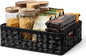 GRANNY SAYS Wicker Storage Baskets for Shelves, Wicker Basket for Organizing, Shallow Basket, Woven Baskets for Pantry Storage, Black, 1-Pack