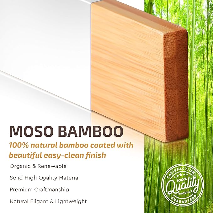 4-Pack Bamboo Drawer Dividers - 12.2 to 17.3 Inches Deep, 2.6 Inches High, Adjustable Expandable Drawer Organizer Dresser Separator for Clothes, Utensils, Kitchen, Bathroom, Office Storage, White