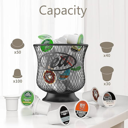 ITHSKUILL Tea Pod Holder, Sturdy K Cup Organizer, Large Capacity K Cup Storage for Keuring Espresso Capsule Coffee Creamer, Easy to Refill and Organize for Cafe Bar, Coffee Bar Decor