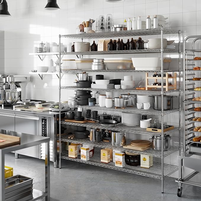 24" Deep x 72" Wide x 86" Height Wire Shelving Kit | 8-Tier | NSF Commercial Storage Rack Unit
