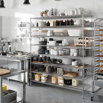 24" Deep x 72" Wide x 86" Height Wire Shelving Kit | 8-Tier | NSF Commercial Storage Rack Unit