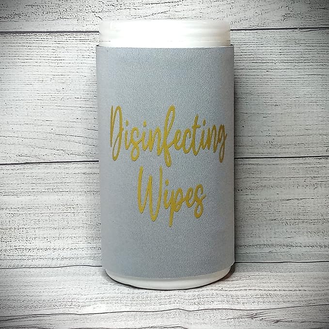 Decorative Cleaning Wipes Cover Gold Script (Large, Gray)