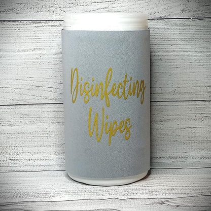 Decorative Cleaning Wipes Cover Gold Script (Large, Gray)