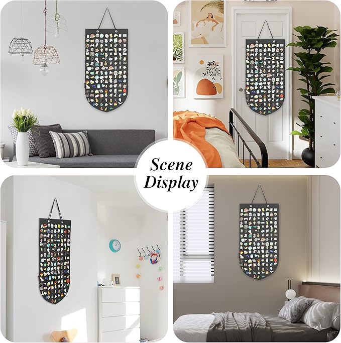 PACMAXI Hanging Brooch Pin Organizer, Display Pins Storage Case, Brooch Collection Storage Holder, Holds Up to 96 Pins.(Not Include Any Accessories) (Black, Small)