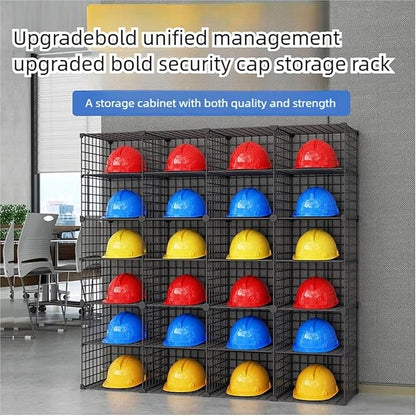 Stackable Safety Helmet Storage Boxes, Large Adjustable Hard Hat Placement Organizer Rack with Wheels for Construction Site/Garage/Workshop/Factory Helmet Display Shelf (1 * 4)