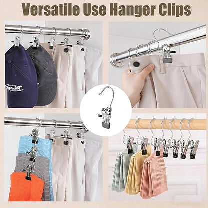 Pant Hangers with Clips, Metal Legging Organizer for Closet, 10 Pack Space Saving Hangers with Clips for Yoga Pants, Closet Organizers and Storage for Skirt/Jean/Hat/Short