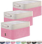 BALEINE 3 Pack Fabric Closet Storage Bins for Shelves, Linen Closet Organizers and Storage, Decorative Baskets for Organizing, Shelf, Clothes, Home, Office (Pink, 15''x11''x9.5'')