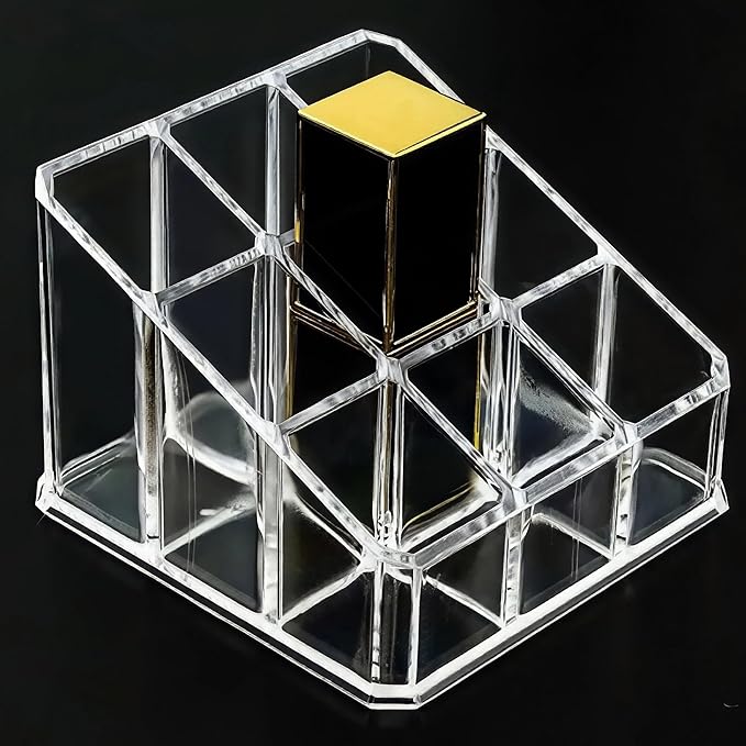 Sooyee Acrylic Lipstick Case - Lipstick Holder & Cosmetic Organizer With 9 Spaces - Clear