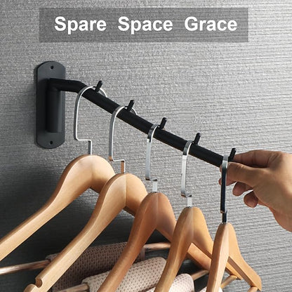 Alise Swing Clothes Hanger Rack,Black Garment Racks Wall Mounted Clothes Bar-Hanger Hooks Heavy Duty Folding Drying Rack Clothing Hanging System Closet Storage Organizer,Pack of 2