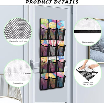 Cute Rabbit Hanging Storage Shoe Organizer for Closet 12 Mesh Pockets Hanging Storage Bags Holder for Sundries Clothes Boots Toys
