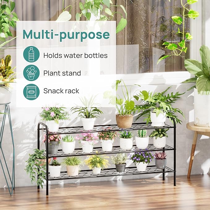 viewcare Long Shoe Rack for Closet, 3-Tier Extra Long Shoe Rack for Entryway & Garage, Sturdy Metal Construction, Shoe Organizer Holds 15-18 Pairs