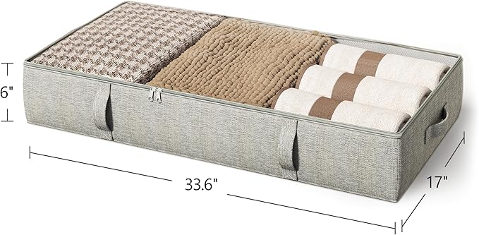 TidyCorner 2-Pack Under Bed Storage Containers, 6 Inches Tall Underbed Clothes Storage Organizer Bin with Sturdy Sidewalls/Bottom, Underbed Storage Bins 2 Storage Thin Bins