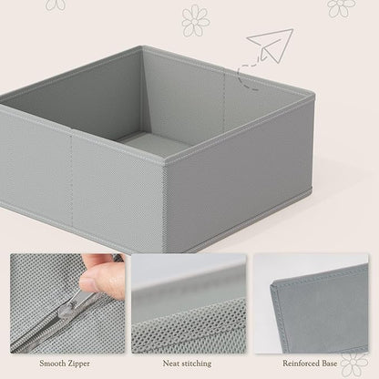 Criusia Drawer Organizers 18-Piece Set, Dresser Organizer for Baby Clothes, Foldable Closet Storage & Drawer Dividers for Underwear, Socks, Nursery (Gray)