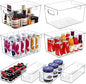 SKTEET Set of 8 Clear Plastic Storage Bins, 4 Large and 4 Small Stackable Storage Containers for Pantry Organization and Kitchen Storage Bins,Home Edit and Cabinet Organizers