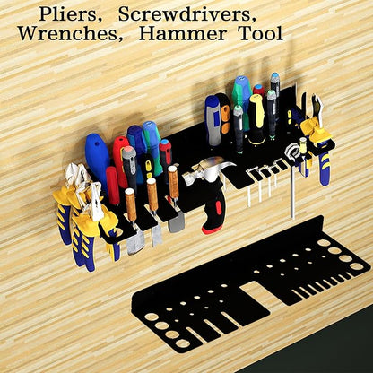 Screwdriver Organizer, Pliers Rack, Hammer Holder, Heavy Duty Wall Mounted Tool Storage Rack, Hand Tools Organizer, Metal Organizer for Garage Workshop, Garage Tool Organizer Wall Mount，15.75 Inch