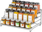 BOIVSHI 4 Tier Spice Rack for Cabinet, Spice Rack Organizer, Depth Adjustable Spice Organizer for Countertop, Cupboard, Pantry, Seasoning Shelf, Metal, Gray (1 Pack)