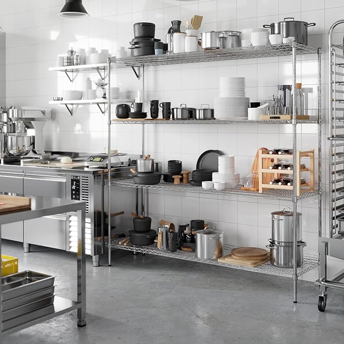 21" Deep x 72" Wide x 74" Height Wire Shelving Kit | 4-Tier | NSF Commercial Storage Rack Unit