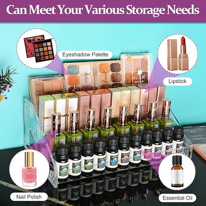 JessLab Nail Polish Organizer, 4-Tier Clear Acrylic Sunglass and Essential Oil Holder, Makeup Organizer for Bathroom Vanity Countertop