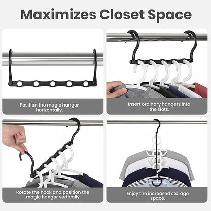 Utopia Home Space Saving Hangers for Clothes (Pack of 10) - Storage Saving Hanger for Dorm - Magic Hanger Clothing Organizer for Closet - Durable ABS Plastic Collapsible Hangers for Clothes (Black)