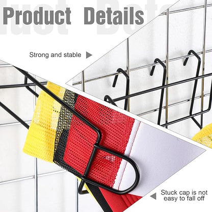 Yaocom 8 Pcs Gridwall Hat Display Rack, Metal Wire Retail Display Shelves Gridwall Organizer Accessories for Grid Panel Displaying Baseball Hats for Home Commercial, Black