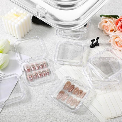 20pcs Press on Nail Storage Box Press on Nails Packaging Fake Nail Storages Case with 90 Pcs Adhesive Double Sided Tape for Fake Nail Storage Nail Display Nail Salon