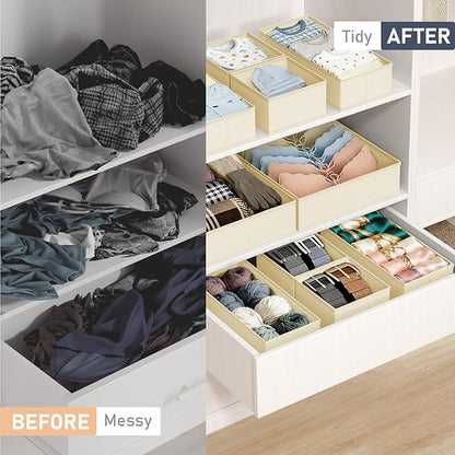 DIMJ Drawer Organizer Clothes- 26 Pack Baby Dresser Organizer for Nursery, Small Fabric Closet Drawer Organizer Bins for Underwears Socks, Foldable Storage Dividers Organization for Bedroom