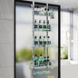 HapiRm 5 Tier Over the Door Shower Caddy, Hanging Shower Caddy with 28 Hooks and 2 Toothbrush Holders, No Drilling Adjustable Hanging Bathroom Organizer - Silver