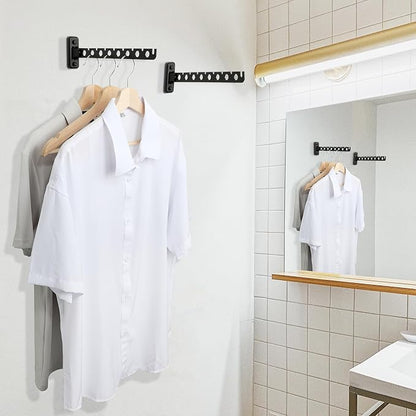 Alise Clothes Drying Rack Wall Mounted Coat Hanger Black, Foldable Hangers Rack Clothes Hook Closet Storage Organizer, Swivel Space Saving Clothes Hanger Rack for Bedroom Bathroom Laundry