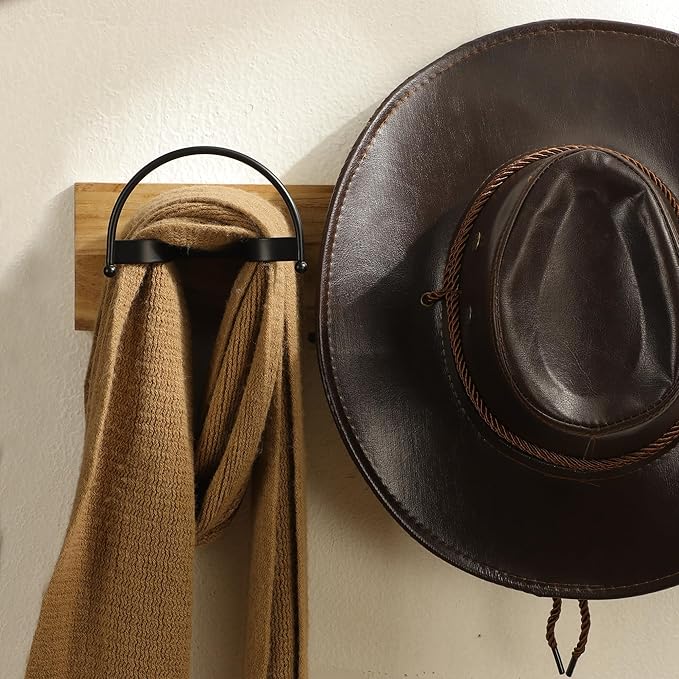 Taozun 4 Pack of Wall-mounted Cowboy Hat Rack, Powder-coated and Curved Hat Holders, Hat-shaped Protective Hat Hanger for Storage and Display, Easy Drilling Installation