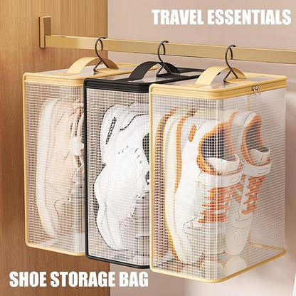 PVC Shoe Organizers for Travel with Meshes Design to Odors Ideal for Suitcases Backpacks and Home Closet Storage Hanging Shoe Organizers