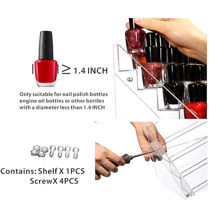 Cq acrylic Nail Polish Holder Organizer Clear Acrylic Nail Polish Tray Fingernail Polish Display case 5 layers 72 Bottles Essential Oils Holder Sunglasses Eyewear Organizer Display Case