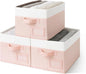 GRANNY SAYS Storage Baskets for Organizing, Fabric Storage Bins for Shelves, Closet Storage Boxs, Clothing Storage and Organization, Decorative Storage Bins, Pink&Ivory, Medium, 3-Pack