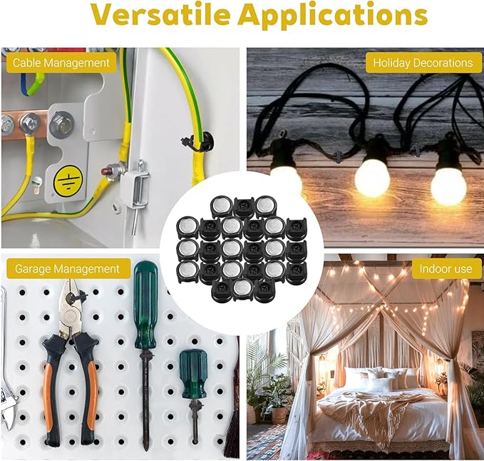 24 PCS Magnetic Zip Tie Mounts, Magnetic Cables Clips Organize and Secure Cable Wires with Powerful Multipurpose Cable Ties Mount Base for Electrical Wire