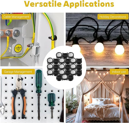 24 PCS Magnetic Zip Tie Mounts, Magnetic Cables Clips Organize and Secure Cable Wires with Powerful Multipurpose Cable Ties Mount Base for Electrical Wire