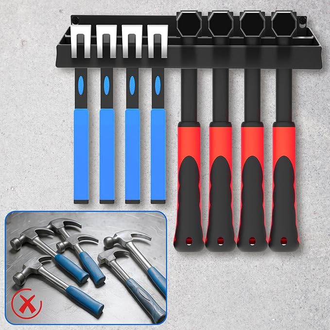 MAQUITA Wall Mount Screwdriver Organizer, Pliers Holder, Hammer Rack, Alloy Steel Hand Tool Storage Organizer for Garage Workshop
