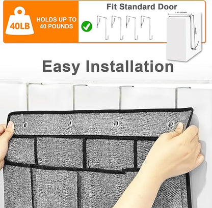 homyfort Over the Door Shoe Organizer, Hanging Shoe Rack Storage Holder with 24 Large Pockets for Closet Door, Men Women Kids Shoes, Cruise (Black)