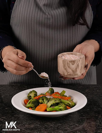 Marble Salt Cellar with Lid and Spoon 3" Inch Natural Brown Salt and Pepper Dish, Sugar and Salt Bowls Countertop, Coffee Container, Spice Jars, Candy Jar, Ideal Mother’s Day Gift for Mom
