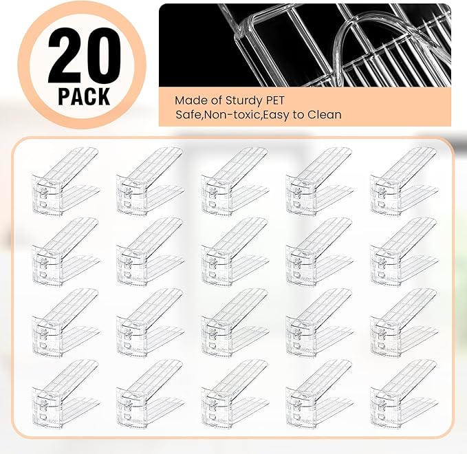 TOPNEW Shoe Slots Organizer for Closet 20 Pack Adjustable Level Shoe Stacker Holder Organization Double Layer Storage Space Saving Shoe Rack Organizer for Closet (Transparent)