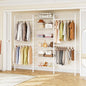 ONBRILL H3 Expandable Wall Mounted Closet System, 5.4FT-8.1FT Closet Organizer with 4 Telescopic Rods & 6 Wire Shelves, Industrial Pipe Clothing Rack for Walk-in & Reach-in Closet (White)