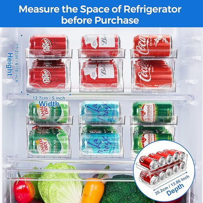 2 Pack Rolling Soda Can Organizer for Refrigerator Can Dispenser for Fridge Beer Soda Seltzer Pop Can Soda Organizer for Fridge 10 Standard Size 11.15oz 12oz 330ML 355ML Cans Holder Storage